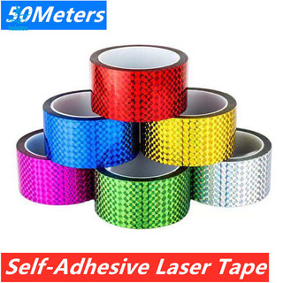 50 Mét Tự Dính Băng Trang Trí Laser Lấp Lánh Mặt nạ Băng Dập Nóng Miếng Dán Đảng Sinh Nhật Giáng Sinh Trang Trí Băng
