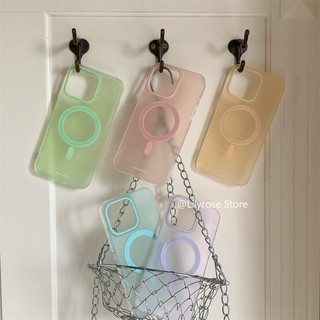 Ốp Từ Tính Bán Trong Suốt Cho Apple iPhone 15 14 13 12 Pro Max Frosting Matte Casing iPhone Hàn Quốc Thẩm Mỹ Tím Hồng Xanh Vàng Xanh Dương Phong Cách Y2K