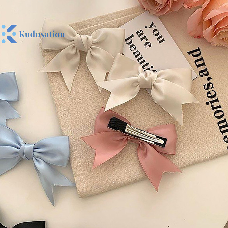 Kudosation Thanh Lịch Sa Nơ Kẹp Tóc Cho Bé Gái Kawii Barrettes Dễ Thương Tóc Accessoires Ruy Băng Người Phụ Nữ Kẹp Tóc Hairgrip