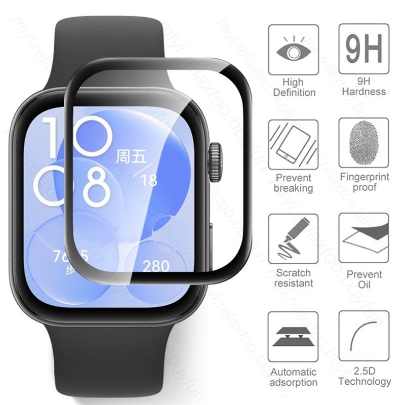 Huawei WatchFit WatchFitElegant WatchFitMini 3 Cái 9D HD Phim Kính Cường Lực Cạnh Đen Cho Huawei Watch Fit 2 3 Thanh Lịch Mini Chống Trầy Xước Chống Ánh Sáng Xanh Bảo Vệ Màn Hình Đồng Hồ
