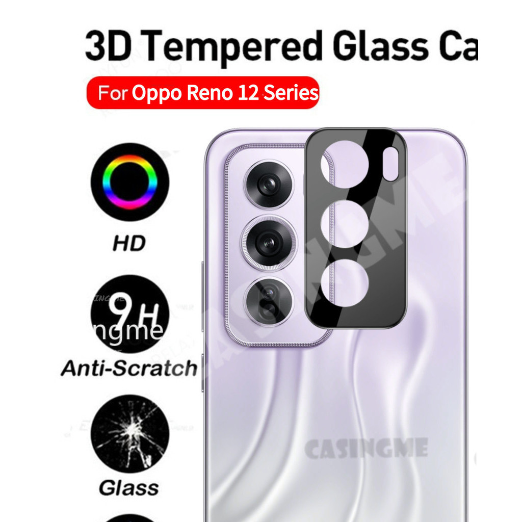 Ốp bảo vệ ống kính camera 3D cho Oppo Reno 12/Reno 12 Pro 5G 2024, full cover, kính cường lực