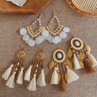 Bông tai tua rua phong cách dân tộc Bohemian Bông tai nữ thời trang sang trọng phù hợp