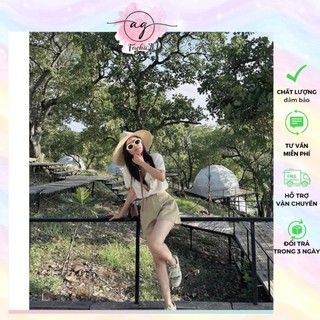 SET 3 MÓN MÙA HÈ: ÁO LƯỚI + ÁO LÓT TRONG + QUẦN SHORT NÂU AG.FASHION