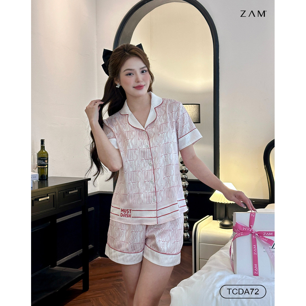 Ảnh BỘ MẶC NHÀ ZAM - TCDA72 - BỘ NGẮN TAY QUẦN ĐÙI MUST DASH HỒNG 4