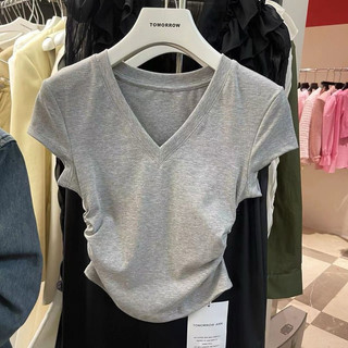 Áo Kiểu Babytee croptop Cổ Tim Rúm Eo Nữ Xinh xắn