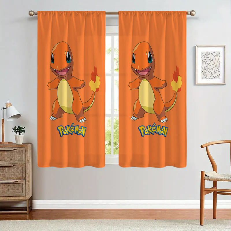 Rèm Pokemon Pikachu, Thích Hợp Cho Phòng Khách, Phòng Ngủ, Máy Có Thể Giặt Màn Polyester 1PC