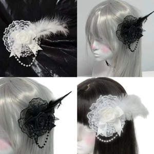 GODD Lady Fascinator Elagant Kẹp Lông Mũ Đội Đầu Cho Trang Điểm Hóa Trang Flapper Cosplay Phụ Kiện Tóc