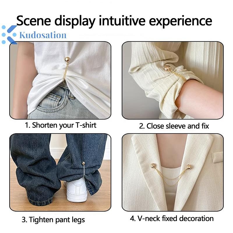 Kudosation 2 Chiếc Đa Năng Từ Quần Áo Kẹp Với Dây Xích Nút Kim Loại Kẹp Quần Áo Khăn Chân Vòng bít Cố Định Nam Châm Pin