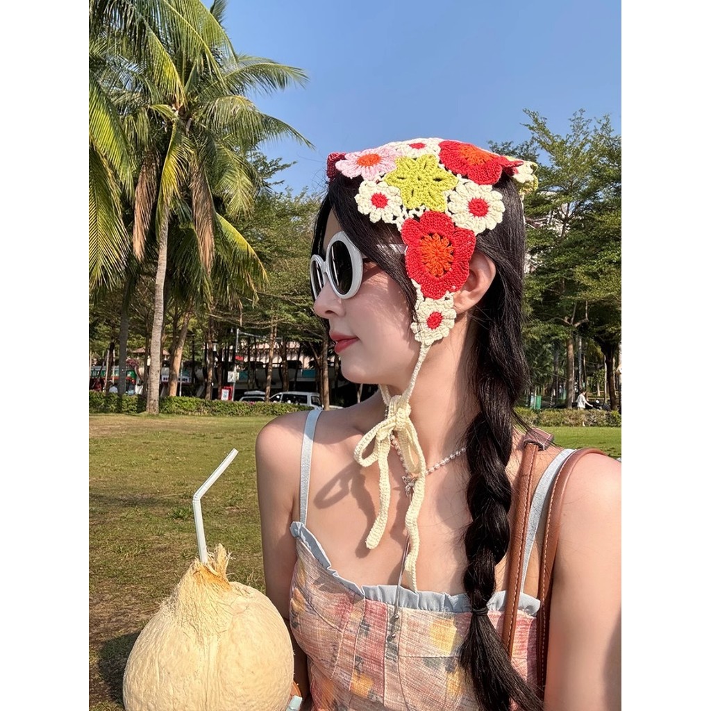 Đẹp Nhiều Màu Sắc Tam Giác Turban Đầu Kerchief Cotton Tóc Bandana Mũ