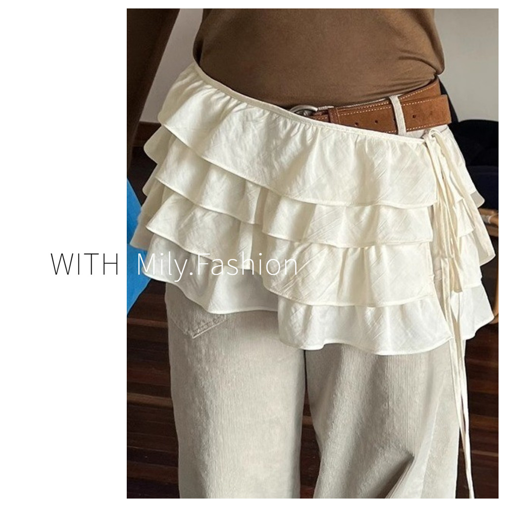 Milyfashion Milky White Mông Rèm Phong Cách Mới Cao Cấp Váy Chữ a