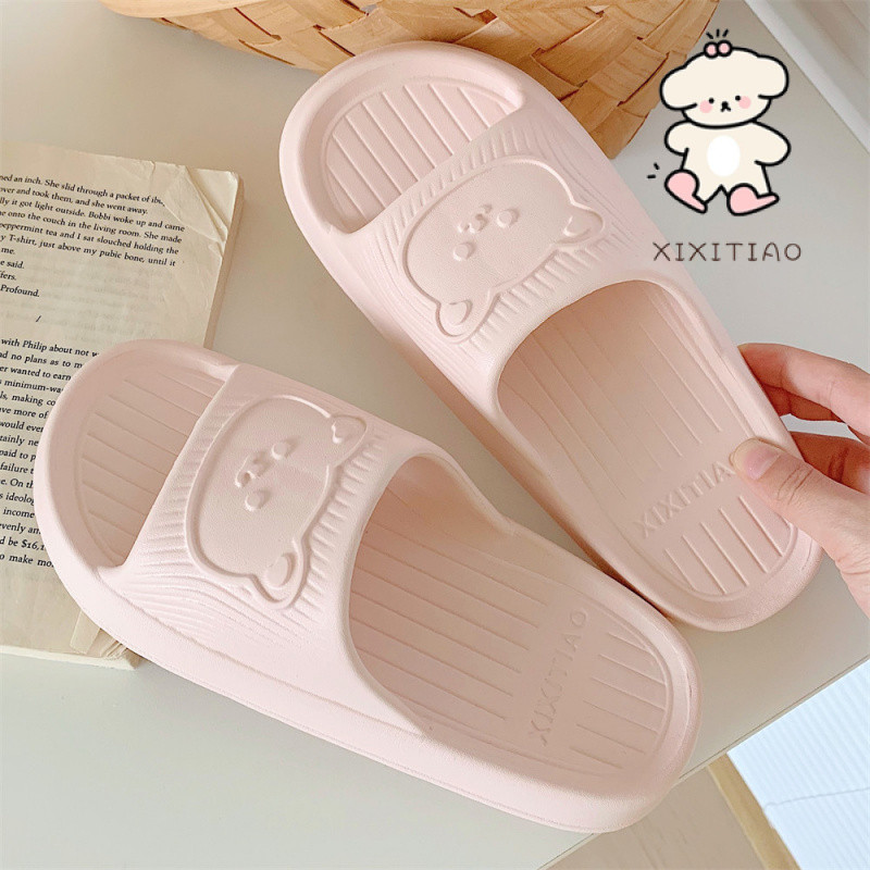 Xixitiao Dép Trong Nhà Dép Chống Trơn Trượt Phòng Tắm Nhà Nam Nữ Bước Vào Shit Đế Mềm Giày Đế Bằng Dễ Thương Hoạt Hình Gấu Mùa Hè