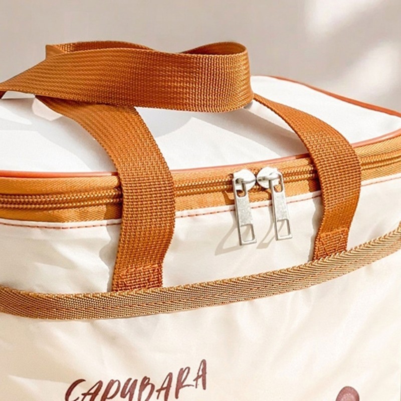 SHI Cách Nhiệt Vải Oxford Capybara Hộp Đựng Đồ Ăn Trưa Di Động Lá Nhôm Lót Túi Chống Thấm Nước Hộp Cơm Trưa