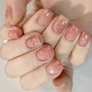 Thời Trang Blush Pháo Hoa Có Thể Đeo Móng Tay Nghệ Thuật Ngôi Sao Móng Tay Đầu Móng Tay Ngắn Nghệ Thuật Dán Cho Nữ