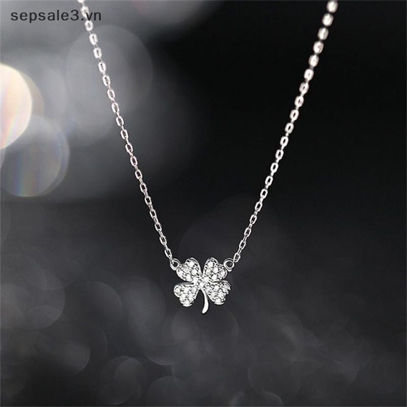 # Sepsale # Bốn lá Cỏ Ba Lá May Mắn Áo Len Chokers Vòng Cổ Pha Lê Zircon Mặt Dây Chuyền Dây Chuyền Vòng Cổ Cho Nữ Trang Sức.