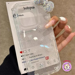 Line bow tie Phone Case for IPhone1716 15ProMax 13 15 New 12Pro Soft 14Promax Transparent Glitter Powder SF