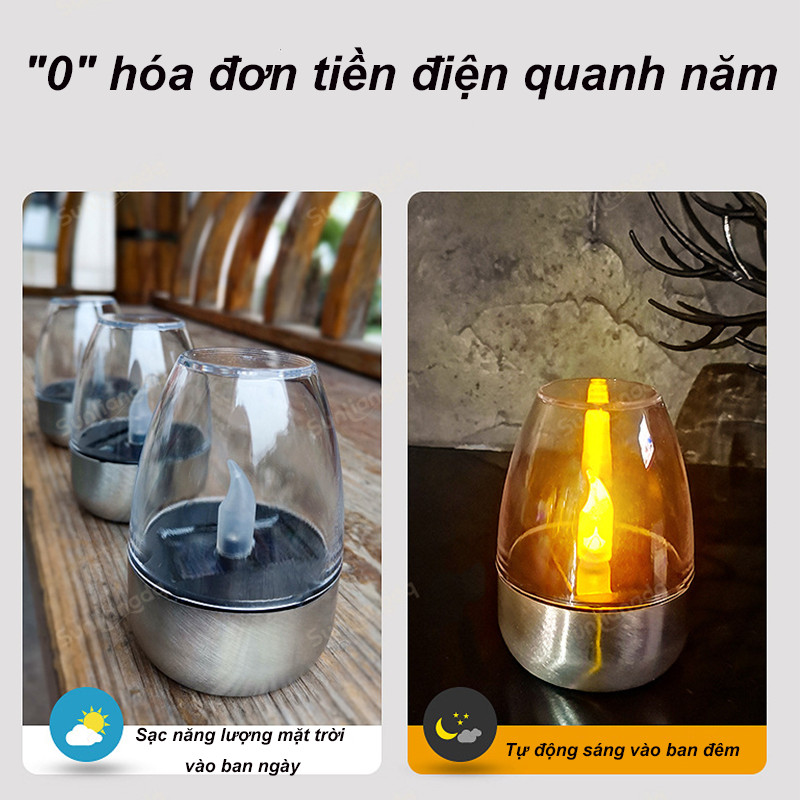 Nến Năng Lượng Mặt Trời Mới，Đèn Ngủ Tiết Kiệm Năng Lượng Pin Tích Hợp Lâu Dài，Đèn ngủ ngoài trời