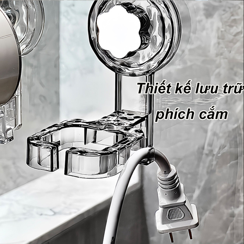Kệ đỡ máy sấy tóc đa năng tiện lợi，Không đục lỗ Giá treo máy sấy tóc dán tường nhà tắm, dễ sử dụng