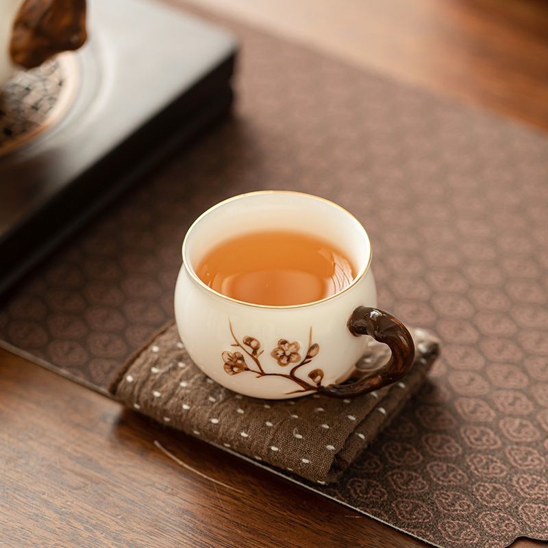 ✨Hoa đính cườm Tay Lanolin Ngọc Sứ Teacup Bộ Trà Gốm Tinh Tế Master Cup Trà Cốc Cà Phê Có Tay Cầm Bộ Trà