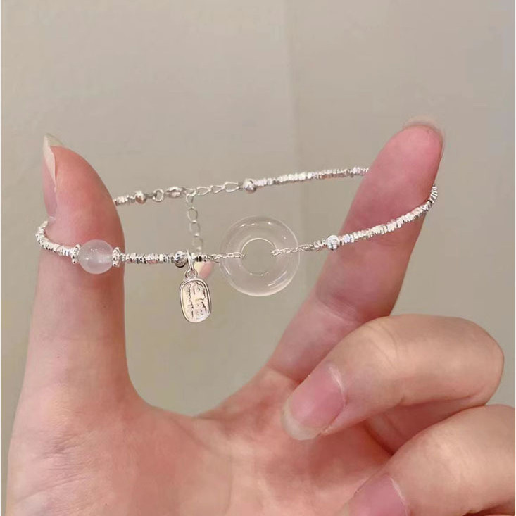 Thời Trang Giả Ngọc Hetian Khóa An Toàn Vòng Tay Nữ Tính Khí Tinh Tế Vòng Tay Bạc Vỡ