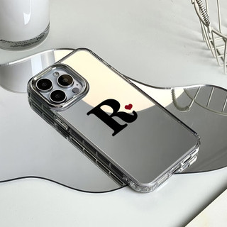 Ốp điện thoại bảng chữ cái đơn giản cho iPhone 16 / 15 / 14 / 13 / 12 / 11 / PRO MAX / MINI / PLUS / X / XR gương chống rơi và chống sốc Vỏ bảo vệ lỗ lớn
