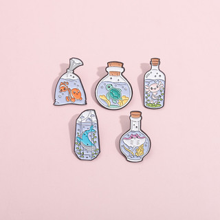 Dễ Thương Marine Life Men Trâm Sáng Tạo Chai Thủy Tinh Chú Hề Cá Rùa Cá Voi Huy Hiệu Lưu Niệm Ba Lô Phụ Kiện Quà Tặng Cho Bạn Bè