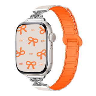 Bow shaped three silicone magnetic strap For Apple Watch Ultra 46/44/40/49/45/41/42/38/45mm iwatch Series Ultra/10/9/8/7/6/5/4/3/2/1