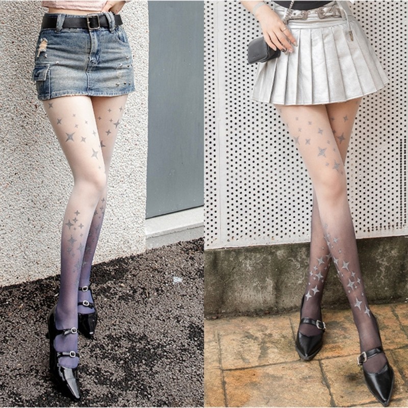 Quần tất vớ nữ họa tiết ngôi sao vintage, phù hợp làm quà tặng