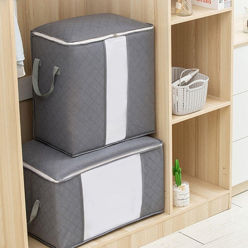HOBBYIN Túi đựng quần áo HOBBYIN, có tay cầm nâng Túi đựng chăn có thể gập lại, Vải không dệt Công suất lớn Hộp đựng đồ Tủ quần áo phòng ngủ