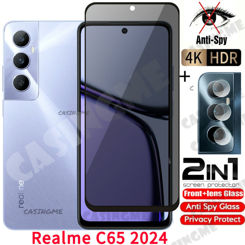 Realme C65 2024 Kính Cường Lực Riêng Chống Gián Điệp Full Cover Bảo Vệ Màn Hình Chống Peek Phim Riêng Tư Cho Realme C65 C 65 RealmeC65 65C 4G 5G 2024 Phim Bảo Mật Chống Peek