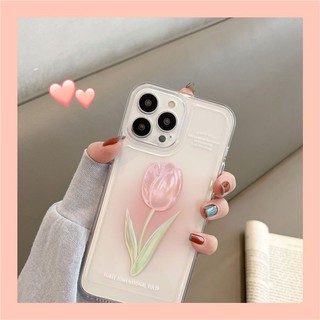 Hoa Đẹp Hoa Tulip Sang Trọng Hợp Thời Trang Vỏ Điện Thoại Di Động Cho IPhone15 14 13 12 Mini 11 Pro Xs Max X XR 7 6s Plus Vỏ Bảo Vệ Máy Ảnh TPU Chống Sốc