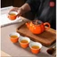 Bộ Ấm Chén Sứ Pha Trà Đạo Quả Hồng Cao Cấp - Kèm Túi Hộp Lịch Sự