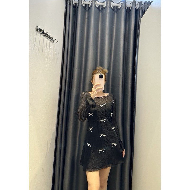 ĐẦM LƯỚI XOÈ ĐÍNH NHIỀU NƠ CHẤT LƯỚI XỐP QC CÓ LÓT A33