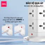 Ổ Cắm Điện Đa Năng Deli Ổ Cắm Vuông Dẹt USB TypeC Sạc Nhanh PD20W Cầu Chì Tự Ngắt Khi Quá Tải Công Suất 2500W An Toàn