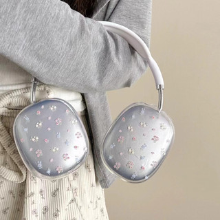 Vỏ chống sốc trong suốt hoa mùa xuân Thích hợp cho tai nghe Airpods Max Vỏ bảo vệ tai nghe không dây