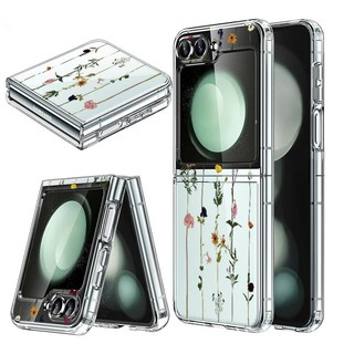 Ốp Điện Thoại Trong Suốt Họa Tiết Hoa Dễ Thương Cho Samsung Galaxy Z Flip 5 Z Flip 4 Flip 3 Trong Suốt Cứng Gấp Cho Samsung Z Flip5 Flip4 Flip3 Cover