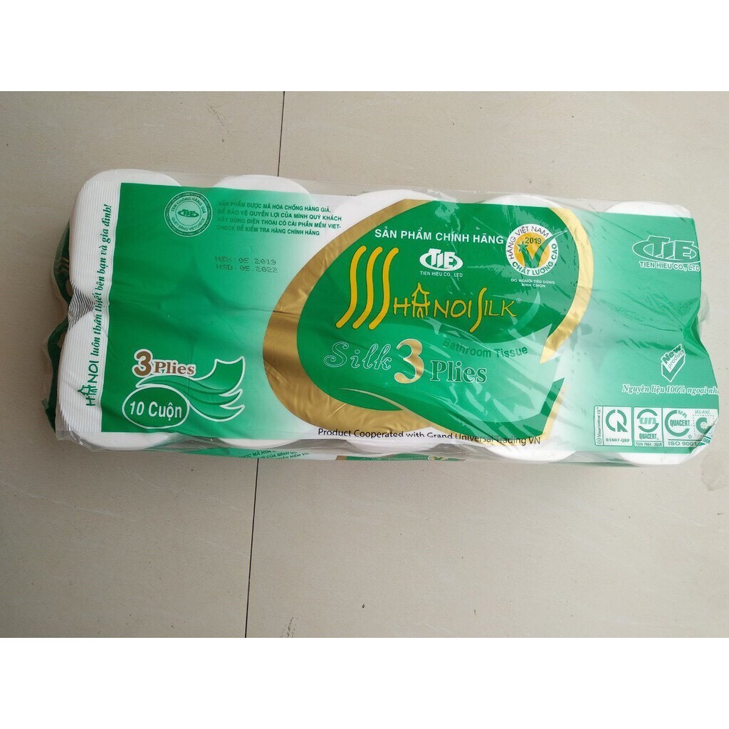 Giấy chuẩn loại 1 - Giấy vệ sinh Hà Nội bịch 10 cuộn không lõi có lõi siêu dai siêu mịn