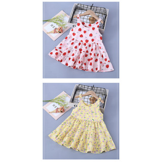 (6m-15Y) Váy không tay cho bé gái Váy hoa dây đeo vai bằng vải Cotton