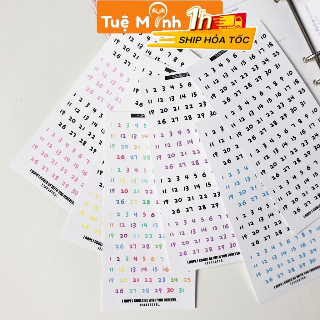 Sticker chữ số phông dễ thương STI81 Set miếng dán chữ cái nhiều màu ...