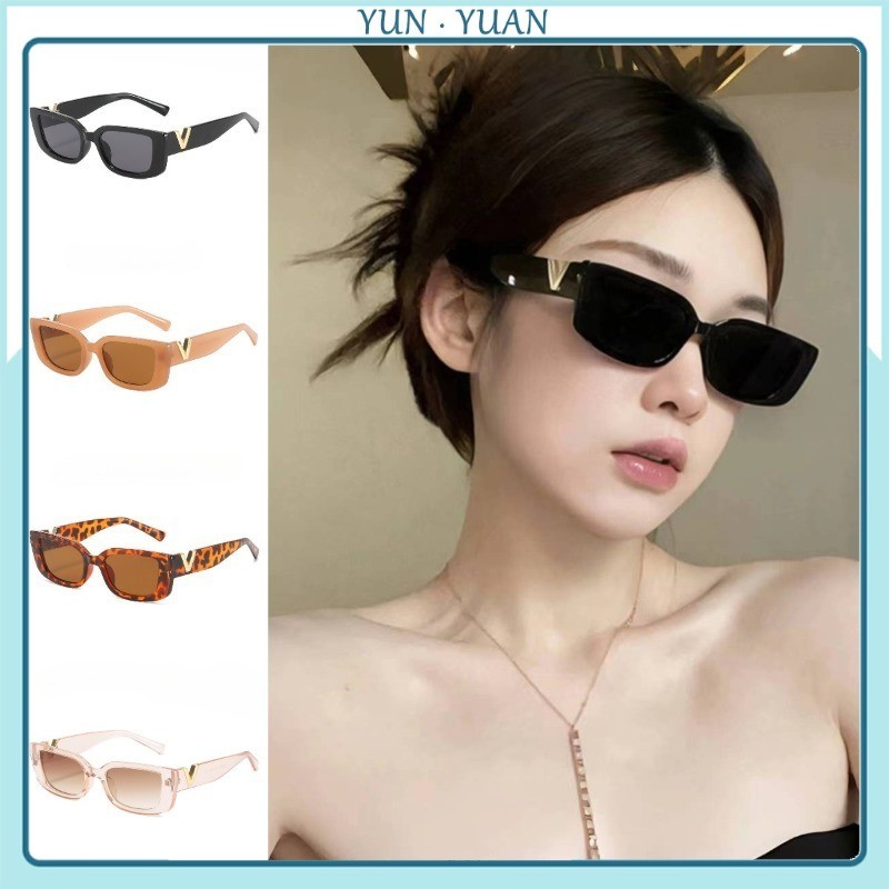 [Yunyuan] Kính Mát Mỹ Hình Chữ V Khung Nhỏ Vuông Hợp Thời Trang Unisex Kính Mát Thời Trang Chụp Ảnh Đường Phố Kính Màu Kẹo