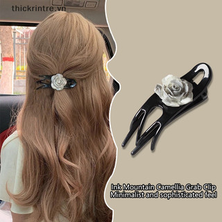 THI Thanh Lịch Tinh Tế Hoa Camellia Vuốt Tóc Tính Khí Đơn Giản Mực Hoa Cảm Giác Cao Cấp Kẹp Lưng Phụ Kiện Tóc VN