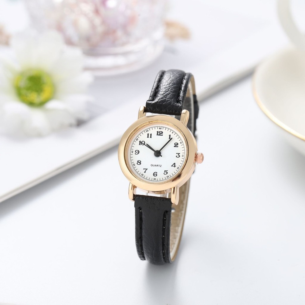 Đồng hồ nữ sinh phiên bản Hàn Quốc Đơn giản dễ thương Trường trung học cơ sở Retro Nghệ thuật Dây đeo mỏng Mặt số nhỏ