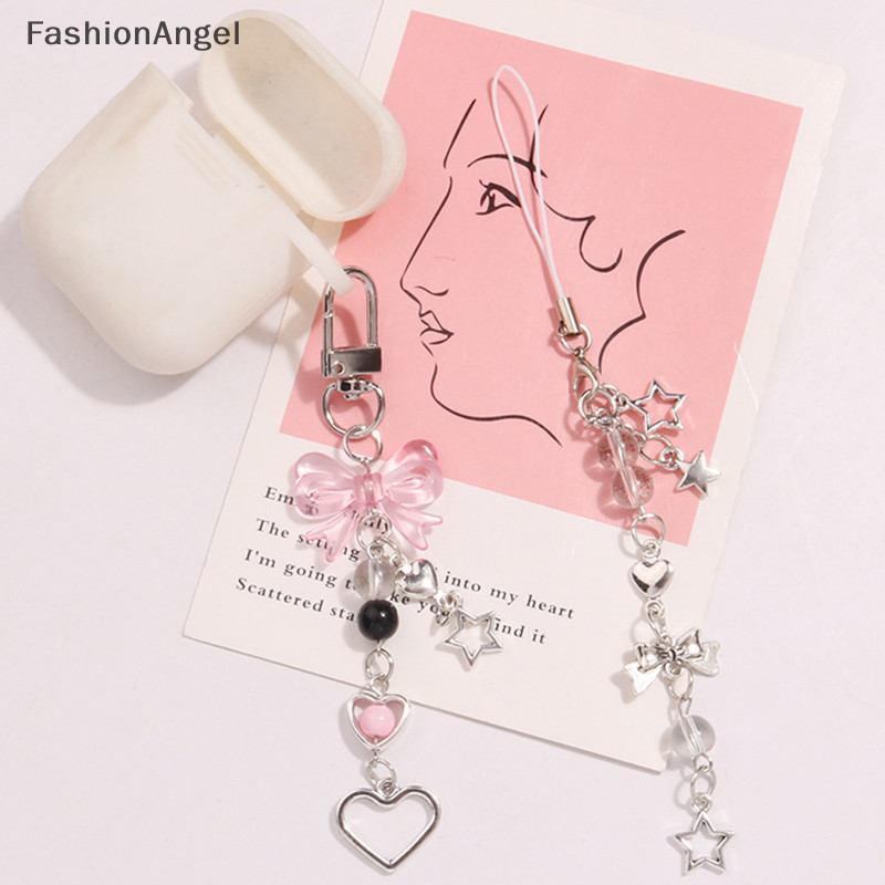 FashionAngel Goth Y2K Điện Thoại Quyến Rũ Nơ Trái Tim Ngôi Sao Móc Khóa Mặt Dây Chuyền Túi Dây Xích Điện Thoại Phụ Kiện Dễ Thương Cho Bé Gái Nữ Trang Sức TH