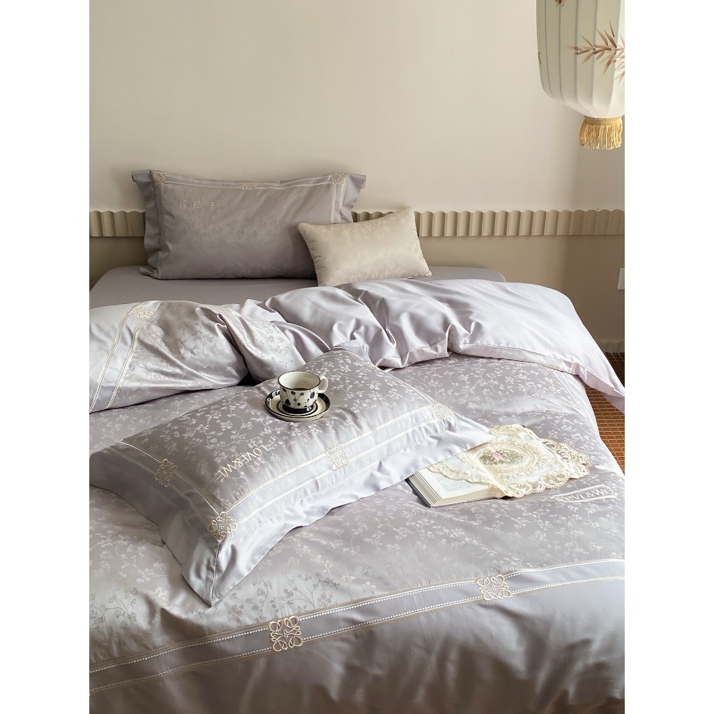 (L4356)Bộ Chăn Ga Gối Lụa Jacquard Bộ Sưu Tập Venice Cao Cấp - MemMinbedding Luxury