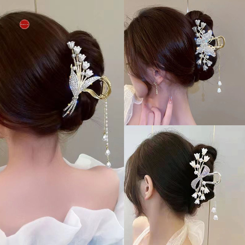 Diễu Hành Kim Cương Giả Ngọc Trai sel Vuốt Tóc Hoa Kẹp Tóc Nữ Thanh Lịch Đuôi Ngựa Thời Trang Phụ Kiện Tóc VN