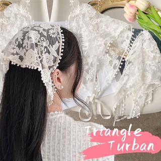 Khăn trùm đầu ren hướng dương - Mũ đội đầu trang trí cho nữ - Dành cho đạo cụ chụp ảnh du lịch - Phong cách múa ba lê, ngọt ngào, họa tiết thêu - Phụ kiện băng đô đi biển mùa hè - Turban tam giác