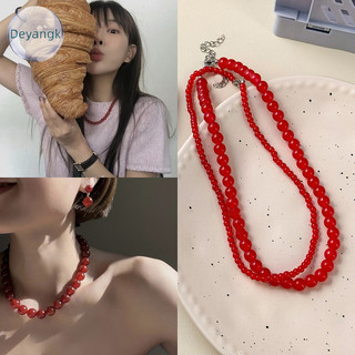 Deyangk Màu Đỏ Mã Não Đá Tự Nhiên Đính Hạt Dây Chuyền Nữ Mạ Vàng Hạt Chokers Pendientes VN