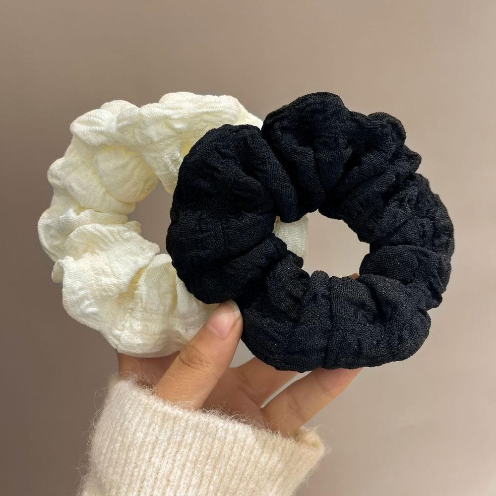 Vòng Tóc EBINLANDS, Hộp Đựng Đuôi Ngựa Màu Trơn Puff Hàn Quốc Lớn, Dây Buộc Tóc Co Giãn Cổ Điển Cho Đầu Thịt Viên