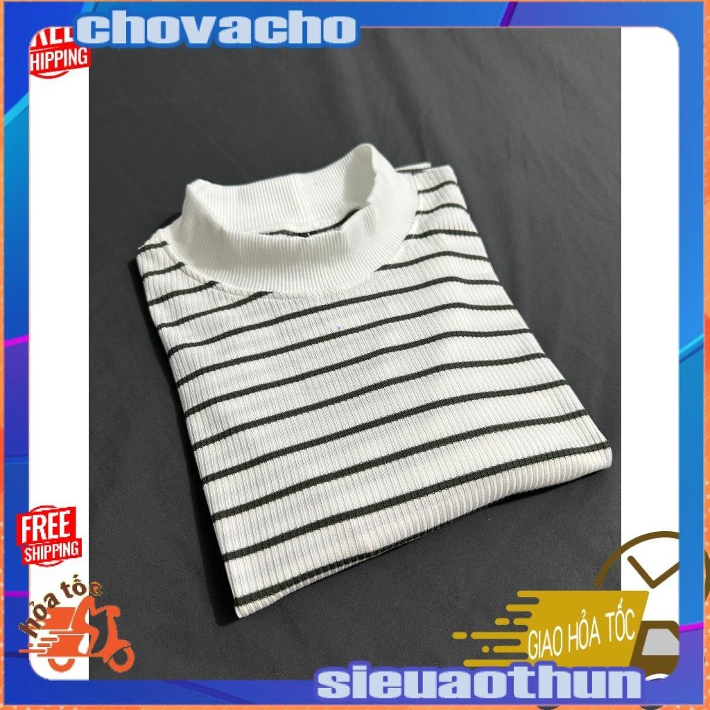 Áo thun Stee Cổ ôm Sọc ngang B&W CVC - Giá sỉ Unisex