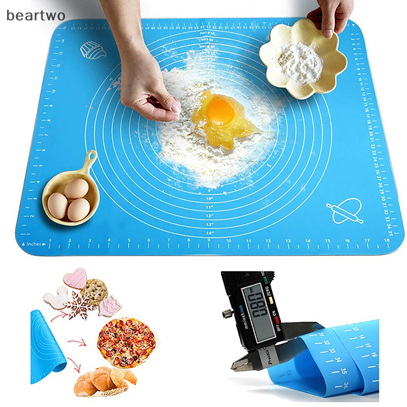 < Beartwo > Thảm Silicon Nhào Bột Thảm Bánh Quy Tấm Nướng Bánh Dụng Cụ Chống Cán Lớn Bột Miếng Lót Dụng Cụ Tấm Phụ Kiện Đẹp