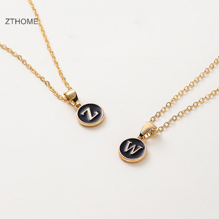 Zthome Đen Kim Loại Chữ Mặt Dây Chuyền Cá Tính Bảng Chữ Cái Mặt Dây Chuyền Ban Đầu A-Z Choker Vòng Cổ Dây Chuyền Trang Sức Cho Nữ HOT